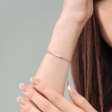 Bangle with Austrian Crystals - Silver Bracelet For Women - Chain Bracelet Bracelet Brother & Sisters